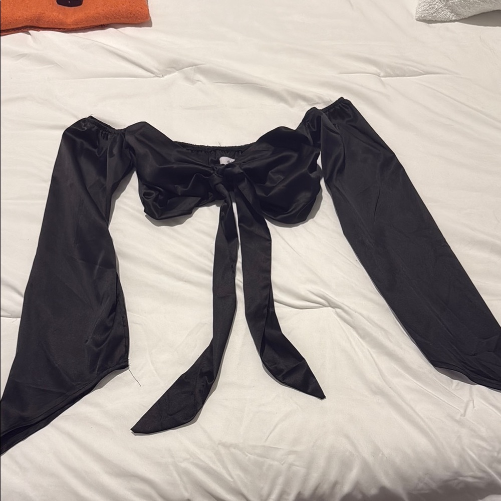 Adika Black Off-Shoulder Crop Top